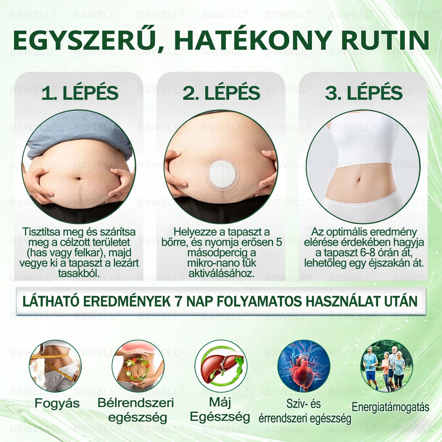 🏅BSWELL® Nano mikrotűs karcsúsító tapasz (Naponta csak egyszer, 28 nap alatt látható változások ✅ Elhízás, szív- és érrendszeri egészség, cukorbetegség, alvási apnoe, bélrendszeri egészség, ízületi problémák és még sok más támogatására)