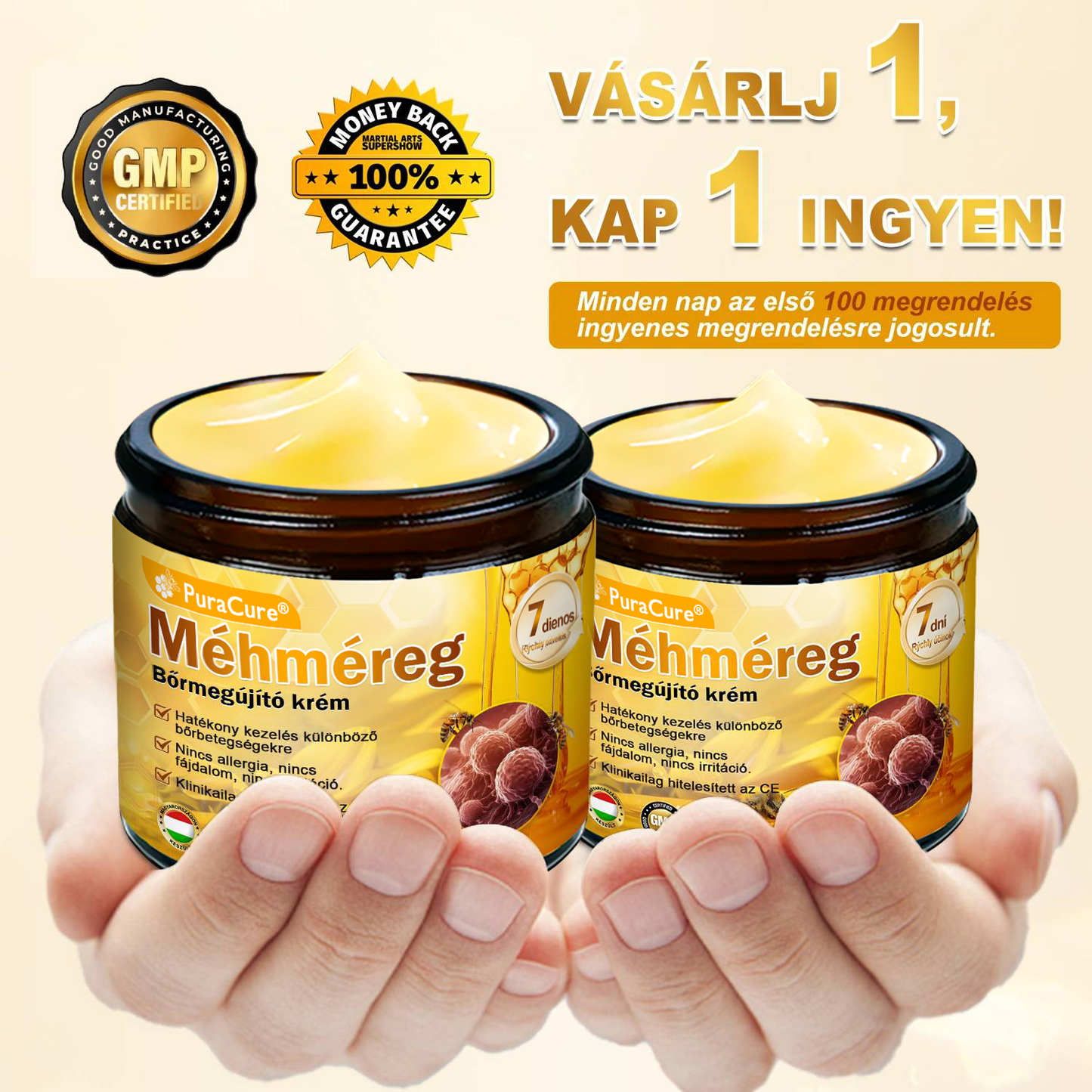 ✨🐝𝐏𝐮𝐫𝐚𝐂𝐮𝐫𝐞® 𝐌é𝐡𝐦é𝐫𝐞𝐠 𝐁ő𝐫 𝐇𝐞𝐥𝐲𝐫𝐞á𝐥𝐥í𝐭ó 𝐊𝐫é𝐦 (𝐂𝐄 𝐓𝐚𝐧ú𝐬í𝐭𝐯á𝐧𝐲)👍✅
